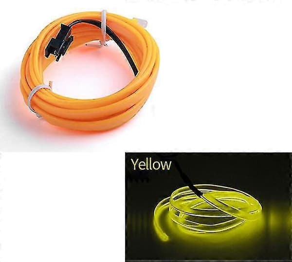 Bilinteriør LED dekorativ lampe EL ledninger neonstripe, for bil DIY FL Yellow 1M USB drive