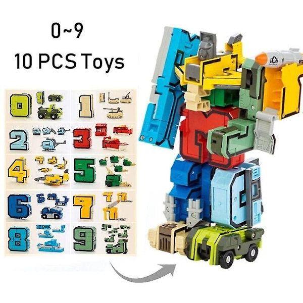 Montering Byggklossar Pedagogisk Montering Actionfigur Transformation Nummer Robot Deformation Robot Leksak För Barn 10 st Fjärrkontroll R