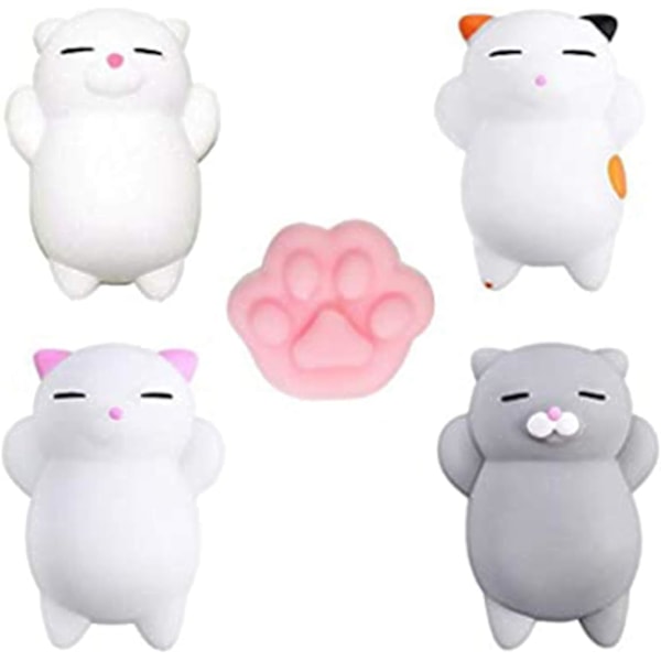 5 stk Blandede Mini Myke Squishy Leker Søte Mochi Squishy Myk Katt Klem Healing Morsomme Leker Barneleke Stress Relief Leker