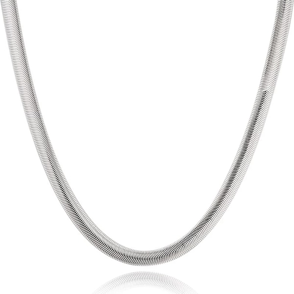 925 Sterling Sølv 6mm Flad Slangekæde Halskæde til Kvinder Mænd Mode Bryllup Fest Smykker Negro XXL