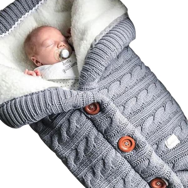 Stickad babyskyddsäck för barnvagn, sammetsbomull vadderad nyfödd sovsäck 9 70x40cm