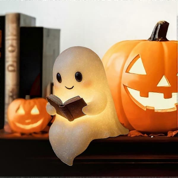 Ghost Læselampe, Sød Ghost Læser LED-lys, Halloween Lysende Spøgelsesstatue