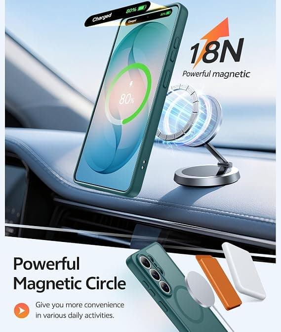 FNTCASE for Samsung Galaxy S26 Ultra Case with Screen Protector, MagSafe Compatible, Translucent Matte, Full Camera Protection, Shockproof Sagebrush Green
