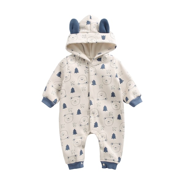 Sanlutoz - Tegneserietrykte babydukke-bodyer Vinterbomulls-jumpsuit med ører BRW8180-KA 0-6M