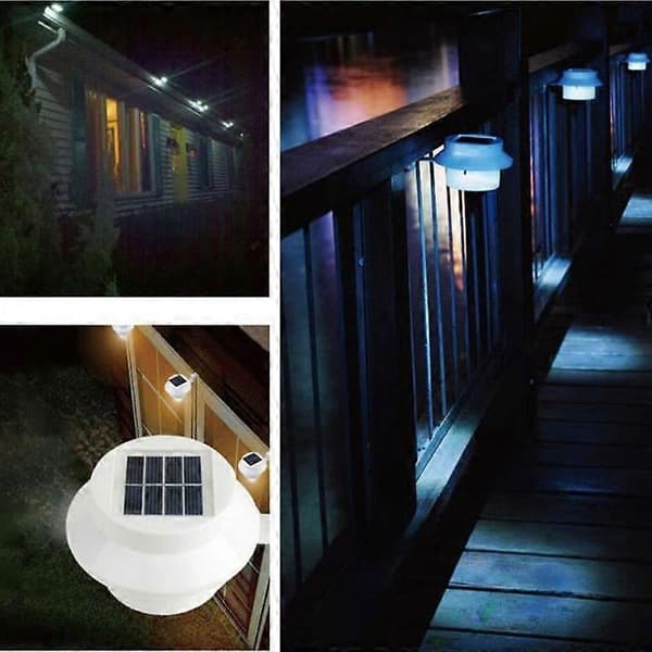2 stk. sæt solcellelampe cirkulært hegn 3LED solcelletag solcellegadelamper