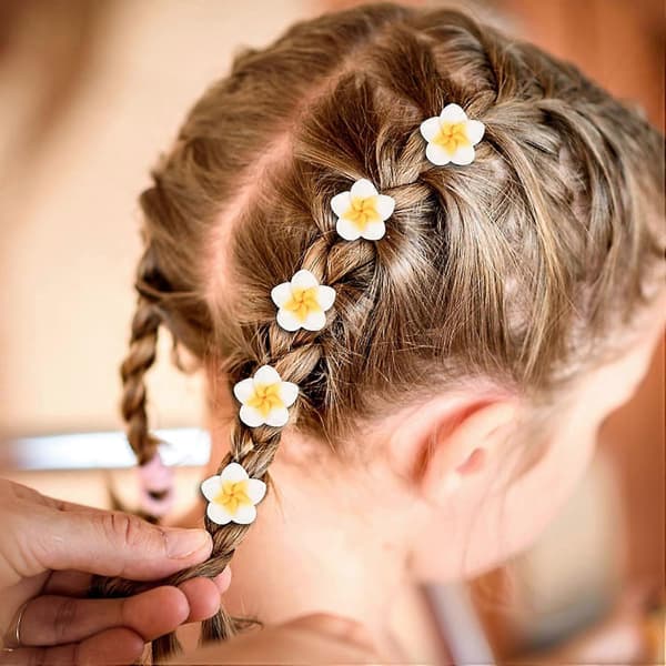 20 st små blomhårklämmor för kvinnor, mini blomhårnålar bröllopshåraccessoarer för kvinnor vit