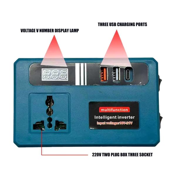 21V til 220V Intelligent Batteriomformer Doble USB-grensesnitt Holdbar