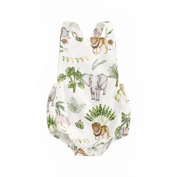 Ma & baby Nyfødt Dyreprint Romper Ærmeløs Baby Dreng Pige Sommer Jumpsuits 0-18M Blanco 0-3Months