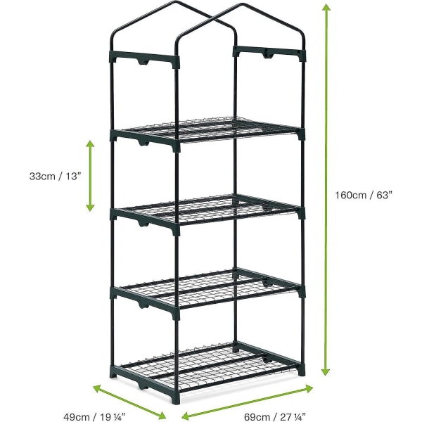3-kerroksinen pienikokoinen kasvihuone, 4 jalkaa korkea - vahvistettu PVC- cover, helppo asentaa ilman työkaluja