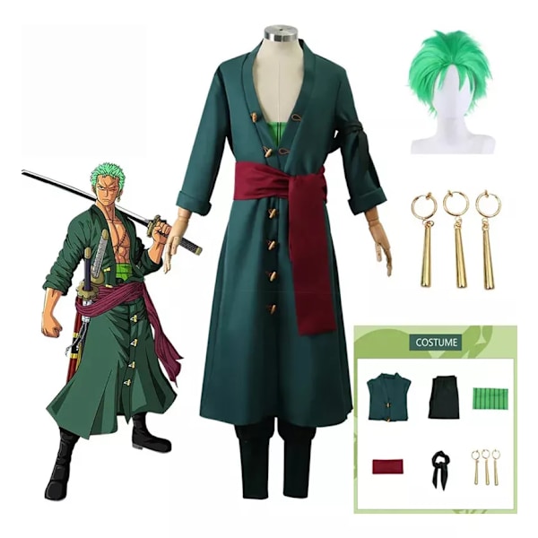 One Piece Zoro Anime Cosplay Kostyme til Halloween Zoro S