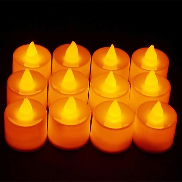 Elektrisk LED-stearinlys Flammesløse telys til hjemmefest bursdag bryllup Yellow 12 PCS