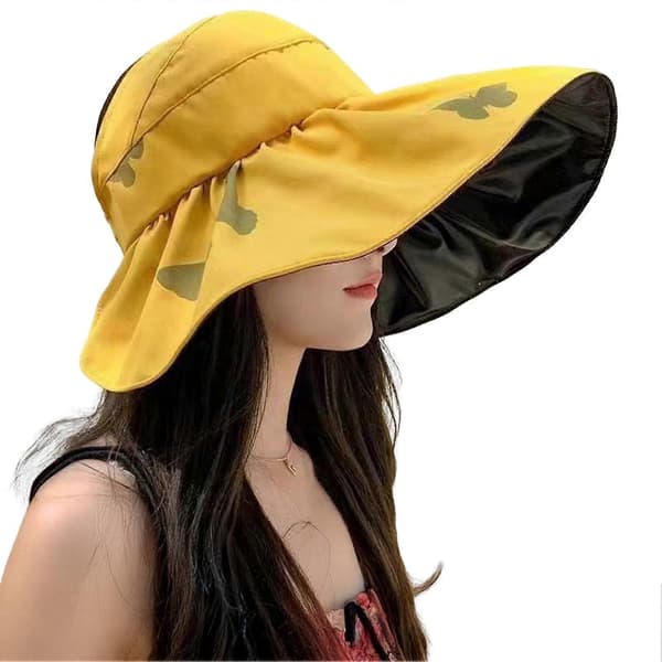Åndbar solhat - Åbent design og justerbar - til sommerudflugter Yellow
