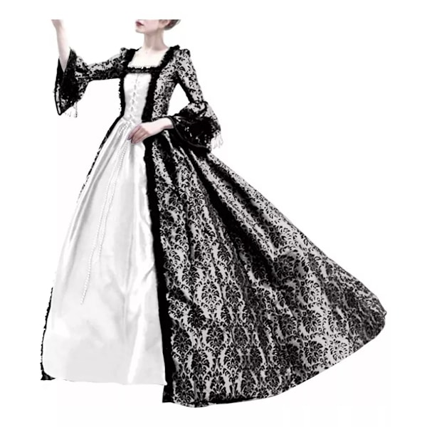 Elegant Klänning för Vuxna, Medeltida Spets Catrina Cosplay Gris 4XG