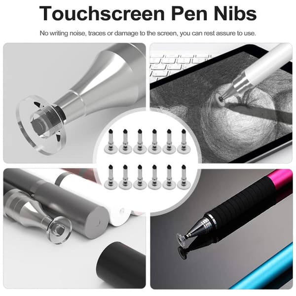Högprecisionsersättningsspetsar för kapacitiva stylus-pennor (12-pack)