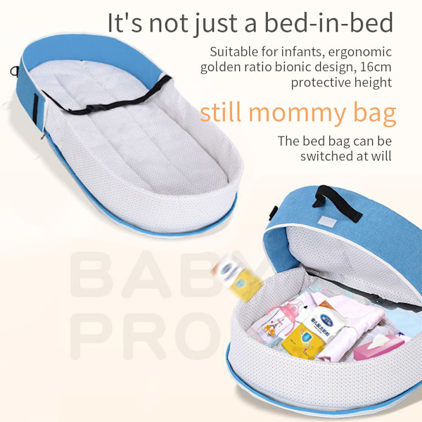 Baby Cribs, Bionic Bed for Newborn, Mosquito Protection, Folding Crib, Bumper, Outdoor Travel Nest, Basket for gray