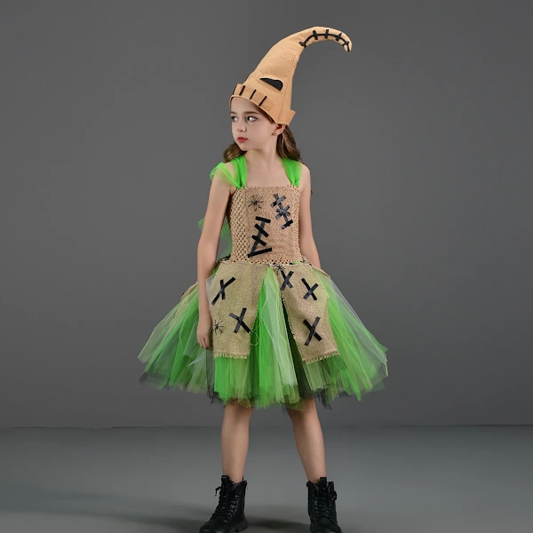 Barn Frankenstein Monster Halloween Kostyme Skrekk Djevel Cosplay Jenteklær Fancy Karneval Fest Tutu Kjole for Barn 1-14 S02 M 4-5Y