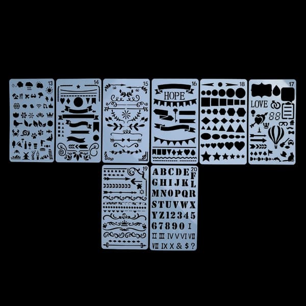 20 Pieces Bullet Diary Journal Stencils Set Drawing Template Ruler DIY Painting Template Geometric Hollowed Scrapbooking