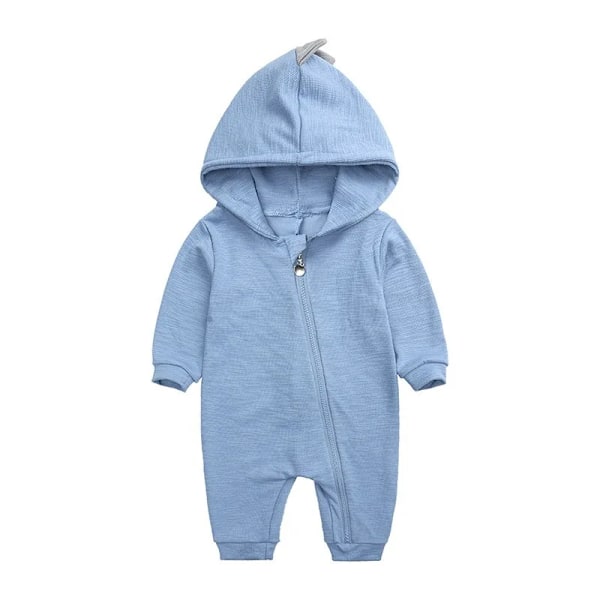 Baby Dinosaur Hettegenser i Bomullsstoff - Lang Ermet Jumpsuit Azul 90