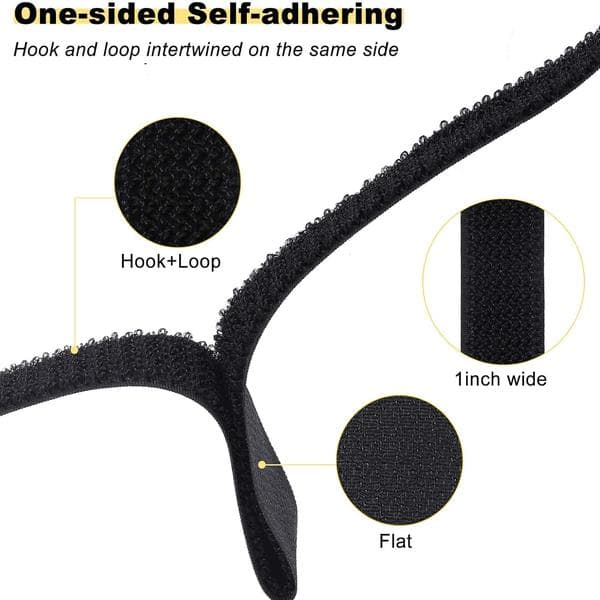 1 \"x32ft Velcro-rem med 50 metalspænder, sort