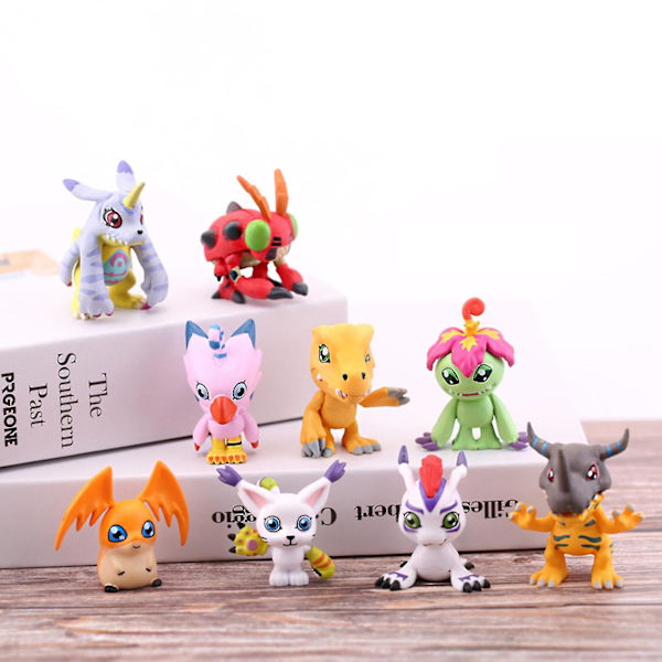 9-pack Digital Monster Äventyr Agumon Gabumon Mini Pvc Figurer Set Digimon Leksaker 1,6-2 tum lång