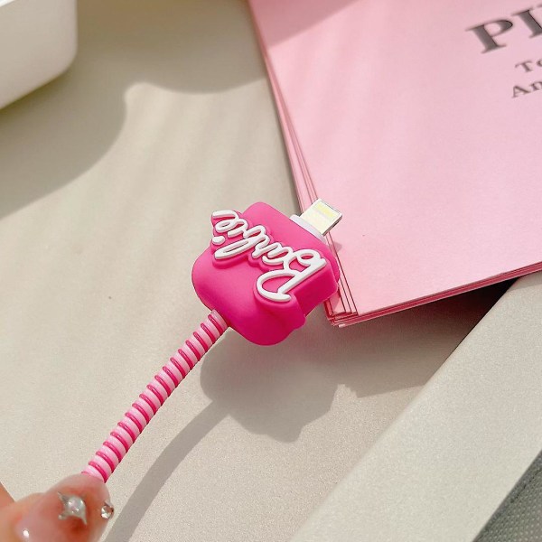 Pink Barbie Kabelbeskytter Til Iphone Oplader, Kawaii 3d Barbie Design Datakabel Bite Usb Oplader Datalinje Telefon Wire Saver Protector