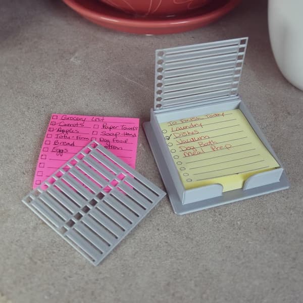 Post-It-skabelon, opbevaringsboks til sticky notes med dobbelt indsats (grå)
