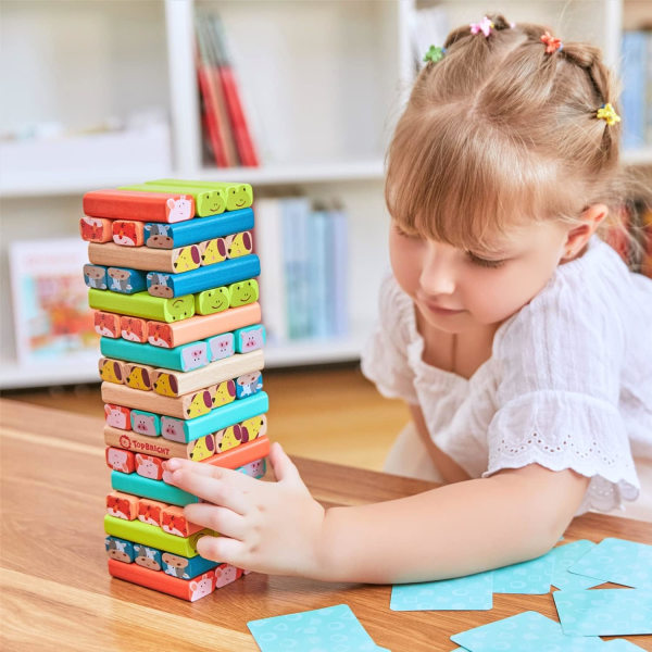 Brettspill for barn Pedagogiske leker, trestablingsblokk Tumble Tower-spill for småbarn i alderen 3-8 Læreleke med 51 deler