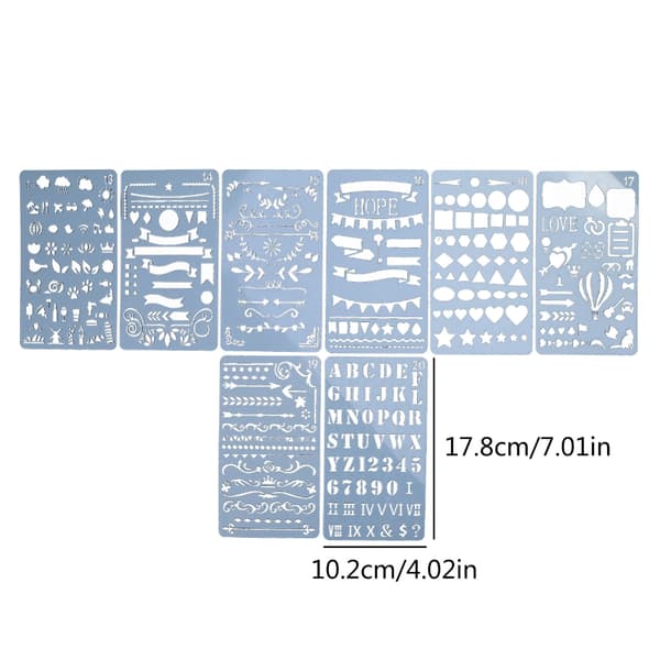 20 Pieces Bullet Diary Journal Stencils Set Drawing Template Ruler DIY Painting Template Geometric Hollowed Scrapbooking