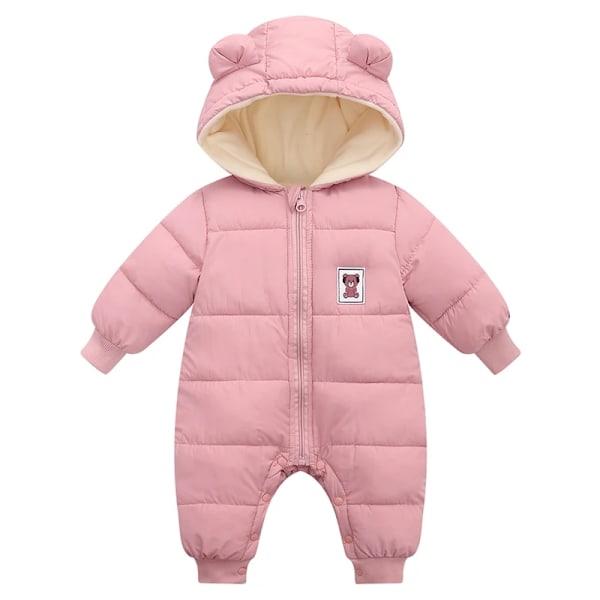 Baby Sammetspyjamas Nyfödd Vinterkläder Varma Tjocka Huvad Bodysuit Rosado 66 (3-6M)