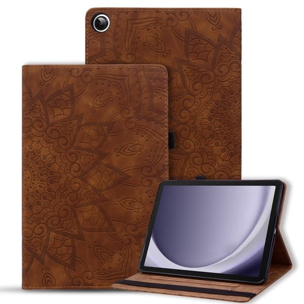 Samsung Galaxy Tab A9+ Embossed Leather Calfskin Texture Case [GPA] Brun