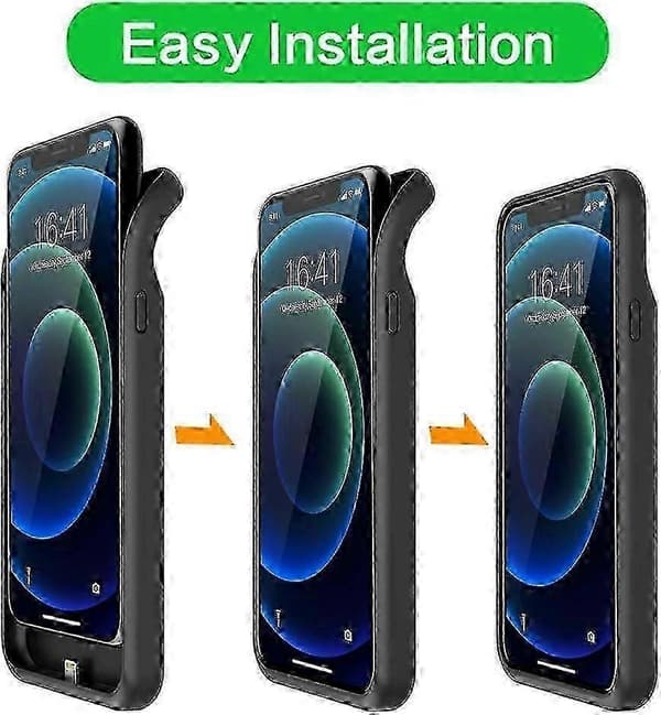 Batterideksel til iPhone 12/12 Pro, [Oppgradert] 7000mAh oppladbart ladeetui (svart)