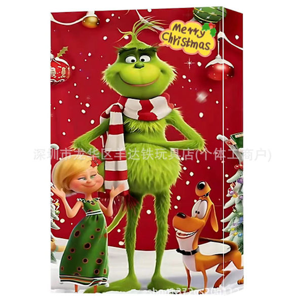 Grinch ankomstkalender juleblindboks 24 gaver grønt hår nedtelling Halloween blindboks