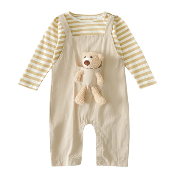 Sanlutoz Baby Piger og Drenge Efterårs Tøj Langærmet Sød Romper Bjørn Bomuld Casual Unisex Romper BRW1164-KA 12-18M