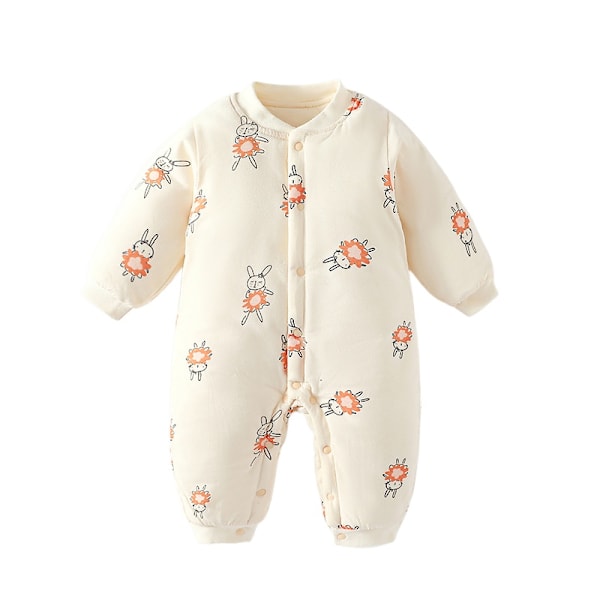 Efterårs- og vintertøj, baby-jumpsuit, ren bomuld, varm vattet jakke til efterår og vinter beige 59CM