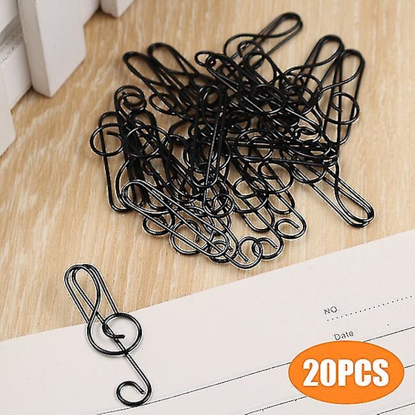 Musikbok Musikskolmaterial | Metallpappersklämmor Musiknoter - Dekorativ Metall - Black 20pcs