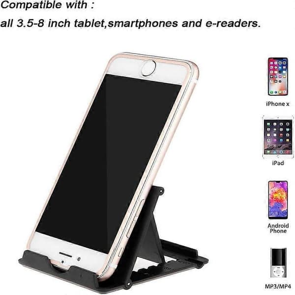 Mobiltelefon Stativ, Universal Foldbar Tablet Stativ Multi-vinkel Lomme Desktop Holder Cradle til Mobil eRead (Sort)