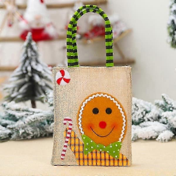 Julklappspåse Godis Tecknad Pung Broderad Patch Linne Dockväska Julprydnad