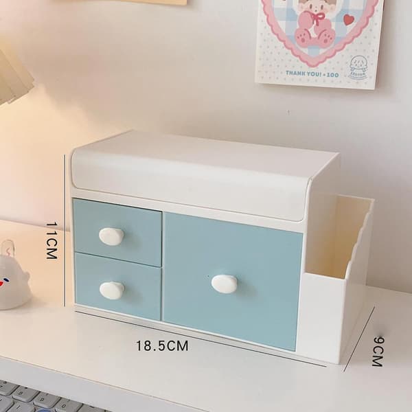 Seablue Decorative Desktop Storage Box with Drawer for Skincare & Small Items