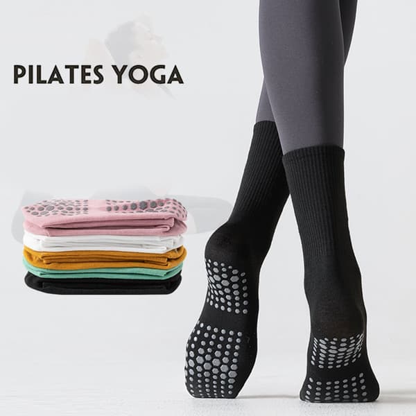 5 par dame yogastrømper skridsikre pilatesstrømper åndbare bomuldsstrømper