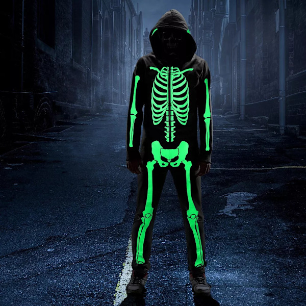 Halloween Voksen Glødende Skjelett Kostyme Negro S