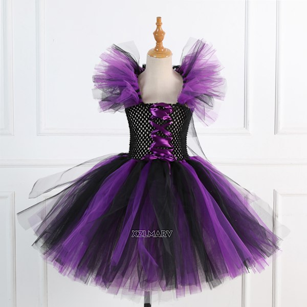 Jenter Heks Tutu Kjole Håndlaget Mesh Trollmann Kostyme Med Hatt Kost Til Barn Halloween Ny camello XL(8-9Y)