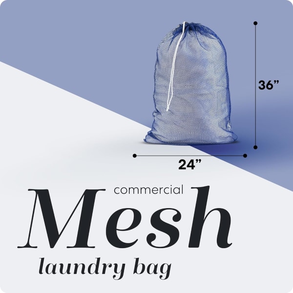 Solid mesh-materiale med snøring. Ideell maskinvaskbar mesh-vaskepose. (24" x 36" | Blå)