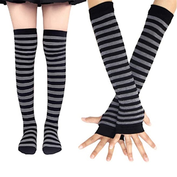 1/2/3/5 Polven yläpuoliset sukat paksuille reisille Helppokäyttöiset ja tekevät harmaasta ja mustasta grey and black 1Set
