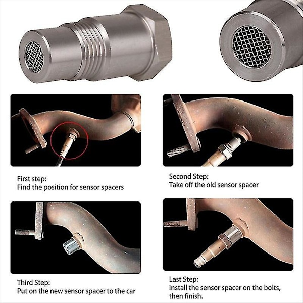 Car CIR Fix Check Engine Light Eliminator Adapter Oxygen O2 Sensor M18x1.5 Silver