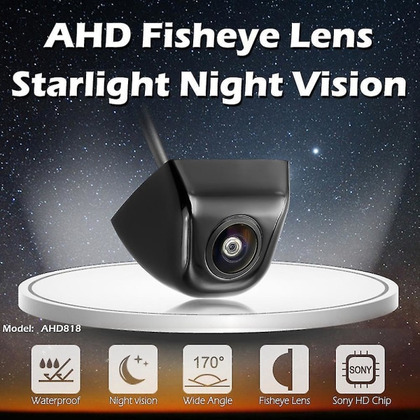 12v Ahd 1080p 200w bilkamera 170 graders Fish Eye-objektiv Starlight Night Vision Hd kjøretøy bakkamera
