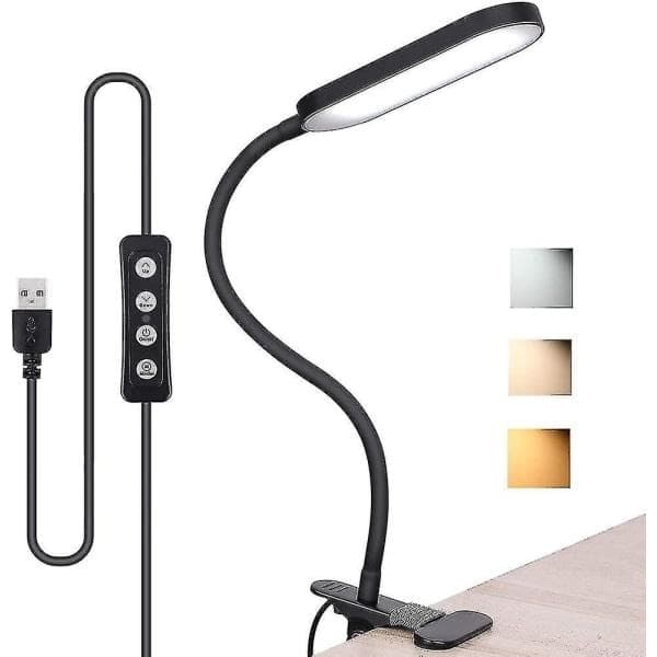 Klypelampe, fleksibel LED-leselampe med justerbart lys