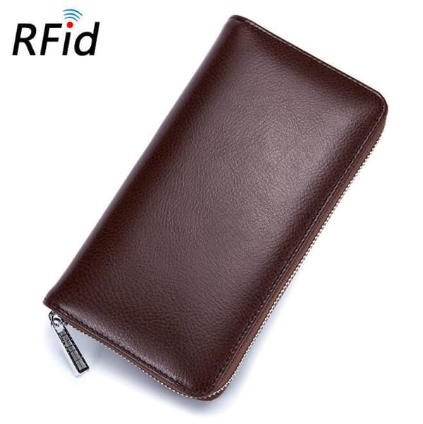 (Brun) Plånbok Dam Äkta Läder Herrplånböcker RFID-blockering Bil