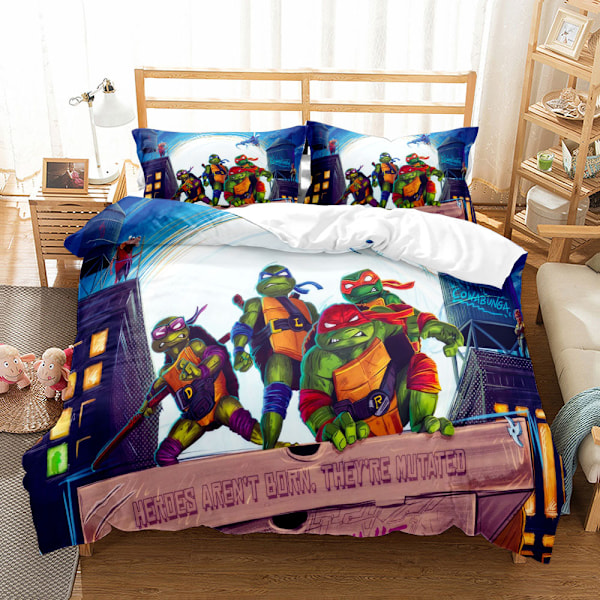 Ninja Turtles Tegnefilm 3D Printet Sengetøj Tredelt Sæt 220*240