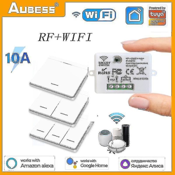 Wifi Mini Switch Tuya Smart Life App Push Button Light Switch Rf 433mhz Väggpanel