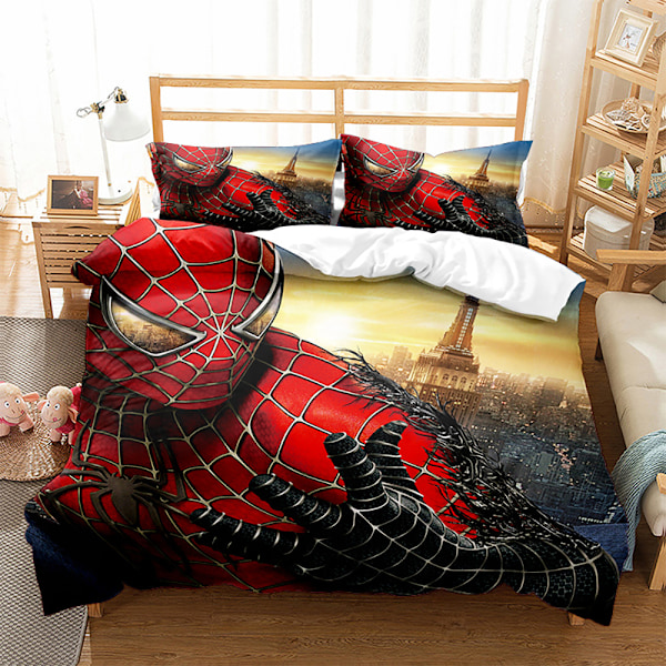 Spiderman 3D digitaltryck tre delar set täcke överkast lakan örngott sängkläder